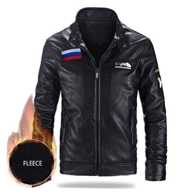 Mens Winter and Autumn Stand Collar Lather Jackets For Motor Cycle