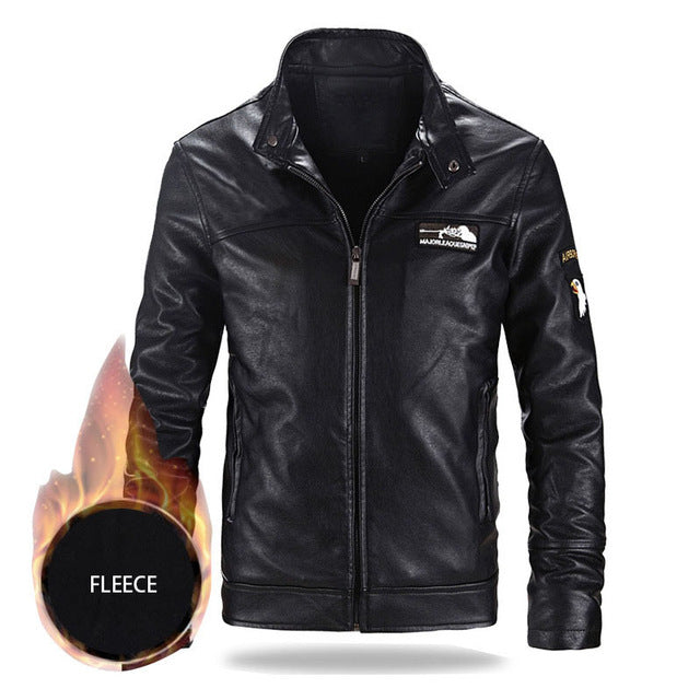 Mens Winter and Autumn Stand Collar Lather Jackets For Motor Cycle
