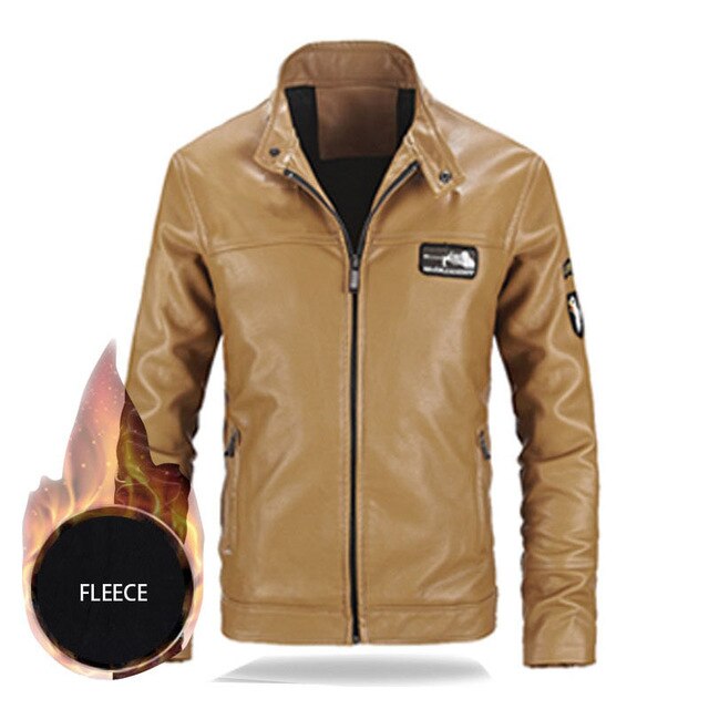 Mens Winter and Autumn Stand Collar Lather Jackets For Motor Cycle