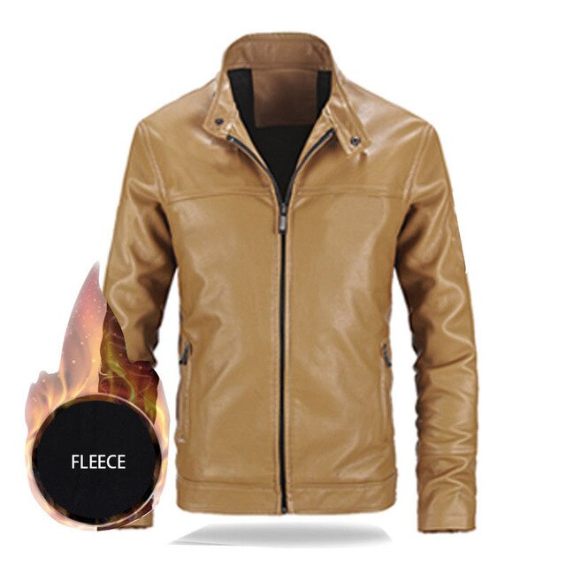 Mens Winter and Autumn Stand Collar Lather Jackets For Motor Cycle