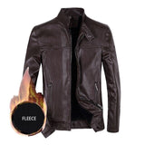 Mens Winter and Autumn Stand Collar Lather Jackets For Motor Cycle