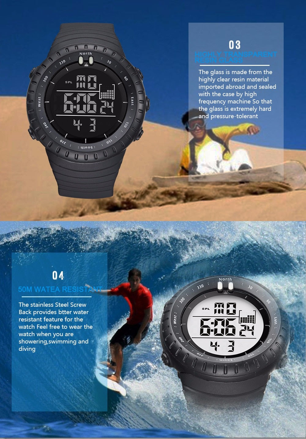 Digital LED Electronic Men Sports Watch