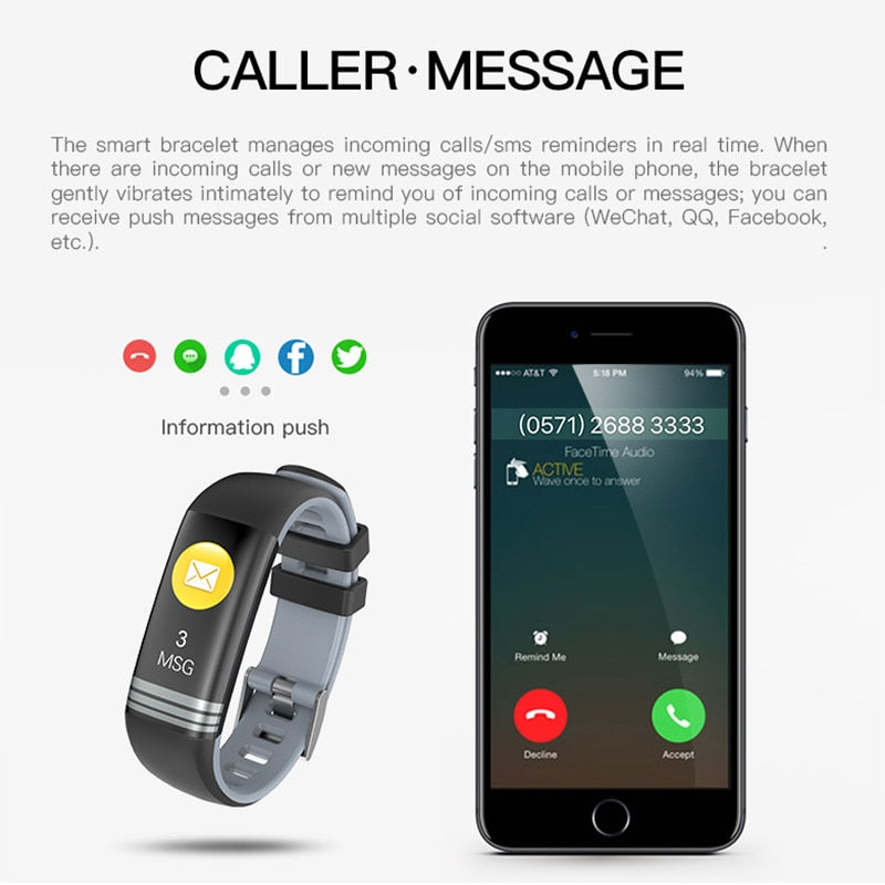 Multiple Sports Good Blood Pressure Monitoring Smart Wrist Watch Band
