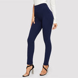 Ladies Summer & Spring Work Wearing Elegant Elastic Side Pocket Solid Skinny Pant