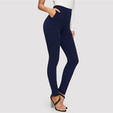 Ladies Summer & Spring Work Wearing Elegant Elastic Side Pocket Solid Skinny Pant
