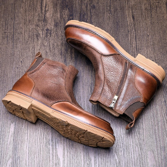 Full Grain Winter Chelsea Business Ankle Retro Men Elegant Boot