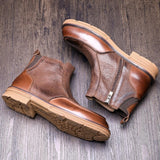 Full Grain Winter Chelsea Business Ankle Retro Men Elegant Boot