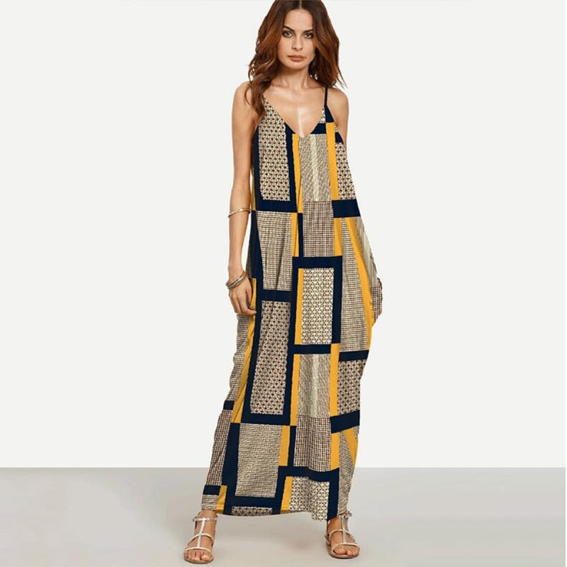 Long Maxi Deep Boho Elegant Sleeveless