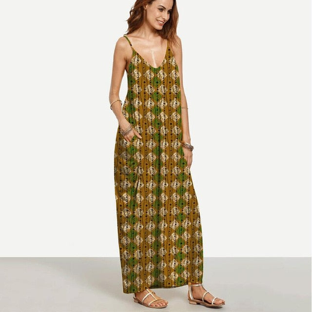 Long Maxi Deep Boho Elegant Sleeveless