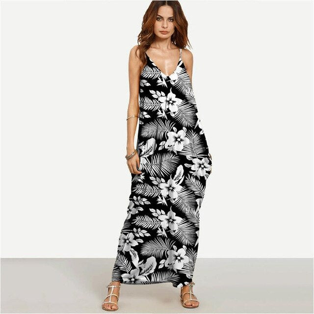 Long Maxi Deep Boho Elegant Sleeveless