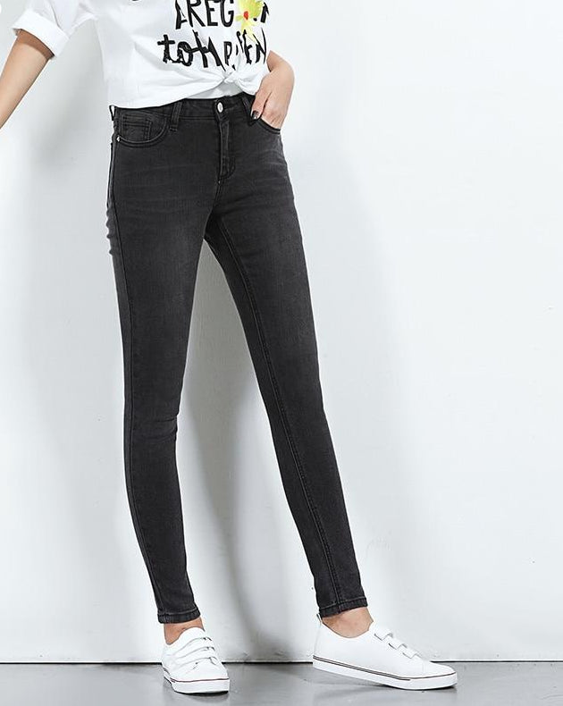 Mid Waist Regular Skinny Full Length Casual Jeans