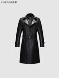 Pure Lather Mid Long Trench For Men Casual To Business Use