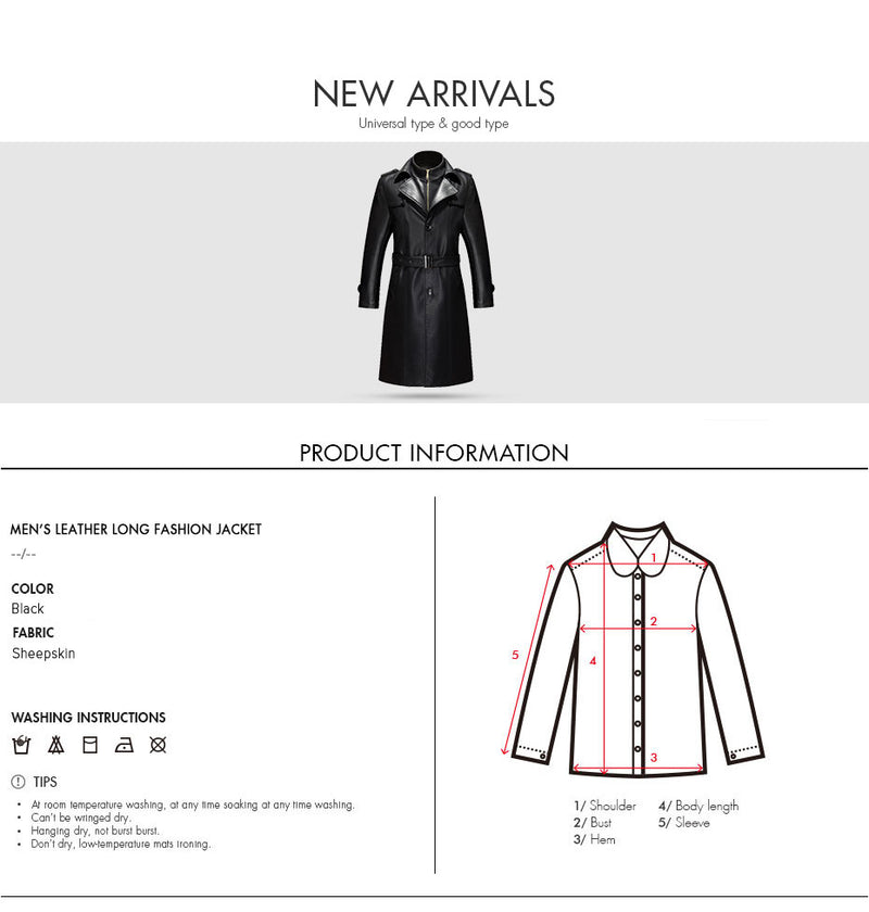 Pure Lather Mid Long Trench For Men Casual To Business Use