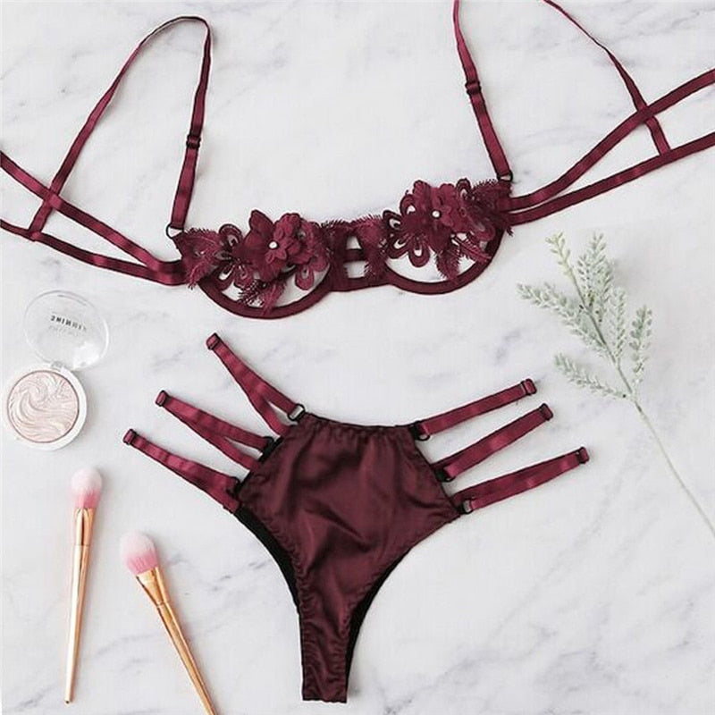 Lace Flower Full Set Convertible Straps Classic Lingerie