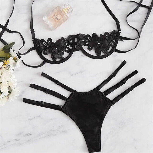 Lace Flower Full Set Convertible Straps Classic Lingerie