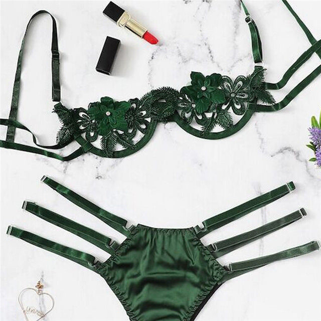 Lace Flower Full Set Convertible Straps Classic Lingerie