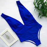 V waist Ladies 2019 Solid Backless Full Body Strapped Swimsuit