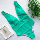 V waist Ladies 2019 Solid Backless Full Body Strapped Swimsuit