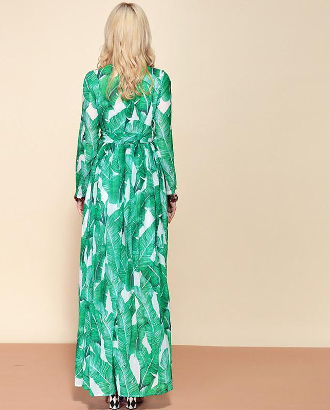 Ladies High Quality Summer Maxi Leaf Floral Dress For All Day Long