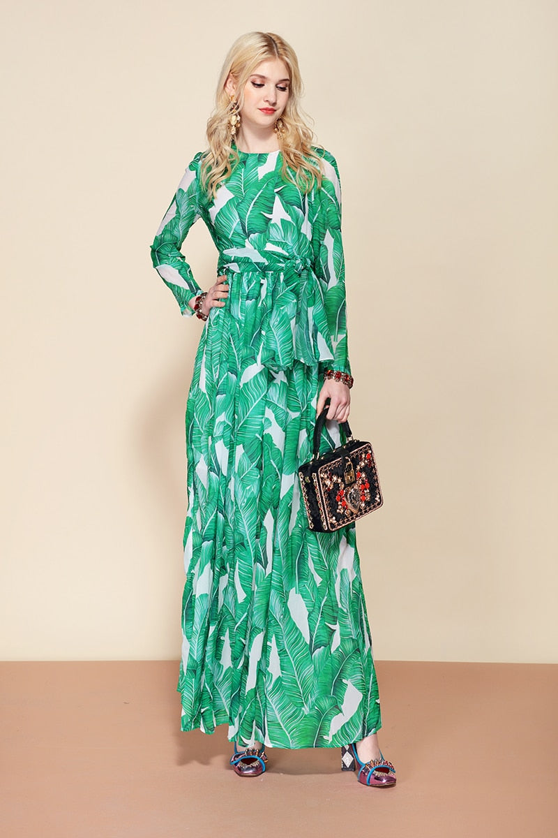 Ladies High Quality Summer Maxi Leaf Floral Dress For All Day Long