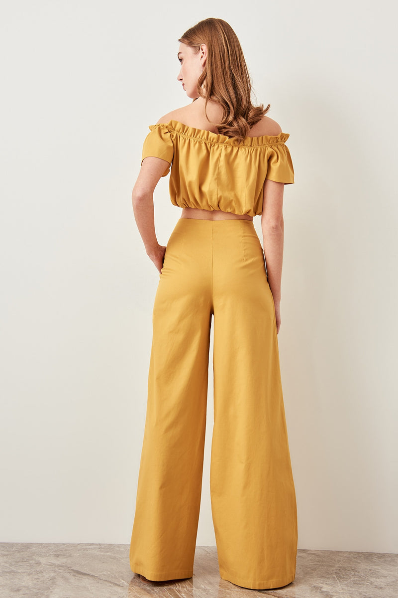 Mustard Button Cuff Pants
