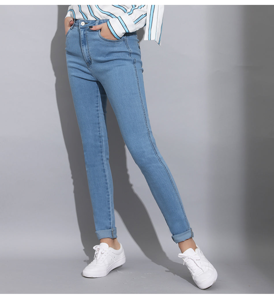 Denim High Waist Skinny Elastic Stretch Smooth Jean For Girls