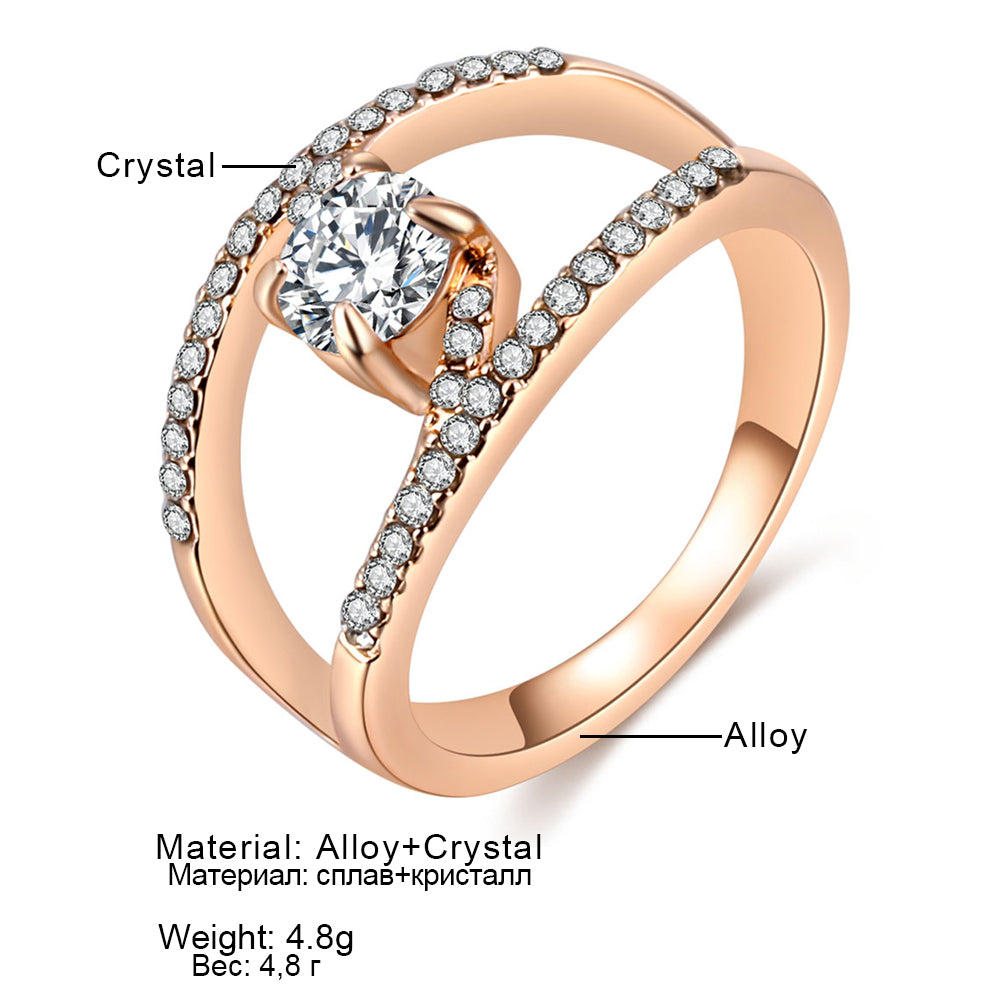 Zircon Rose Gold Crystal Geometric Ring