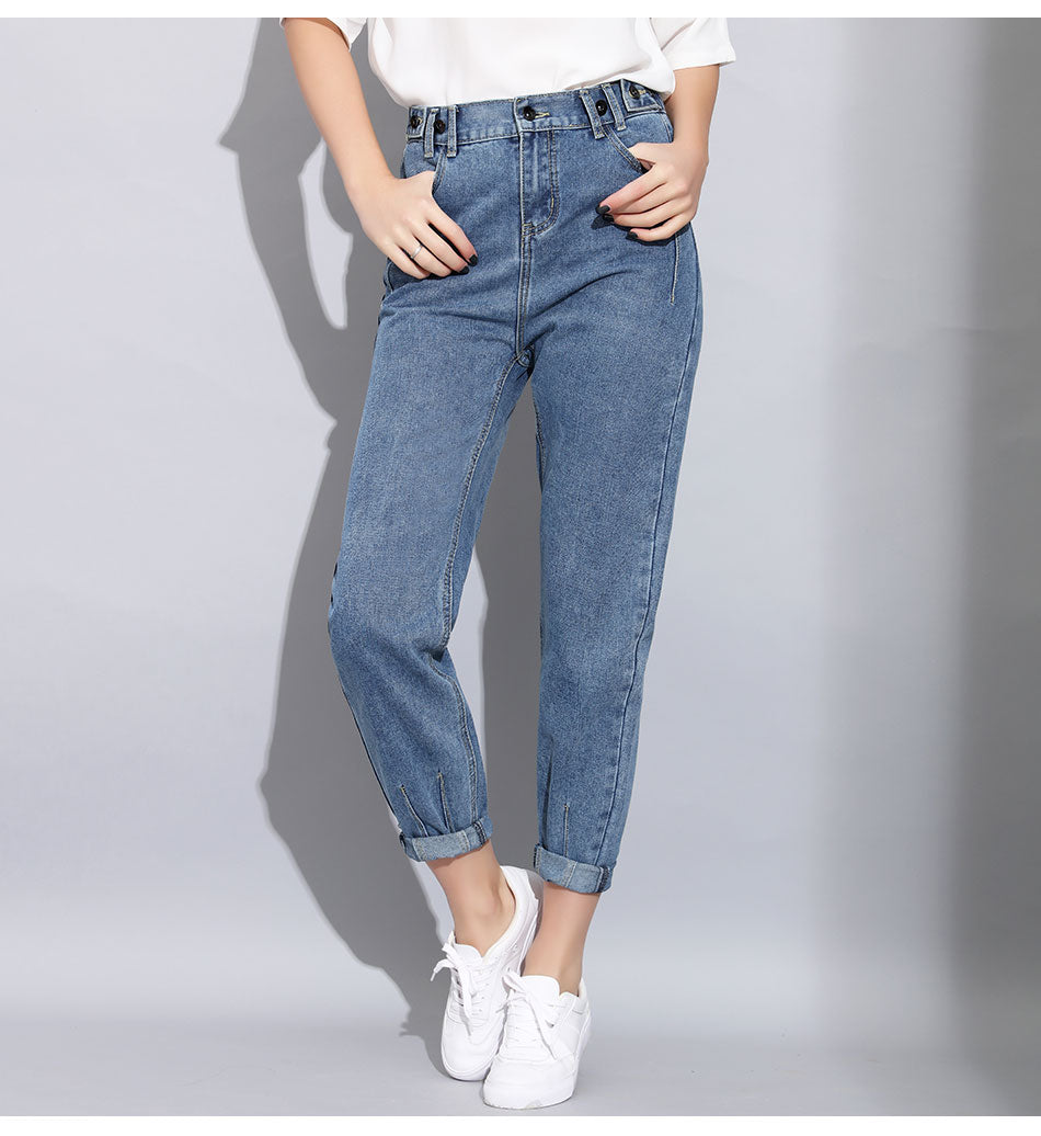 Slim Pencil Boyfriend Jeans High Street Wear Light Blue