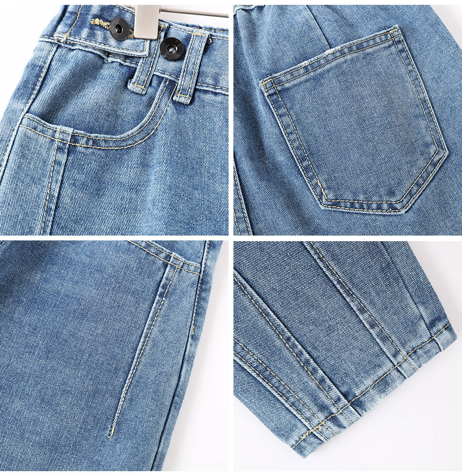 Slim Pencil Boyfriend Jeans High Street Wear Light Blue