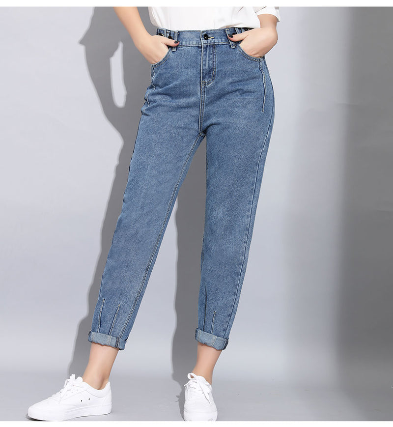 Slim Pencil Boyfriend Jeans High Street Wear Light Blue