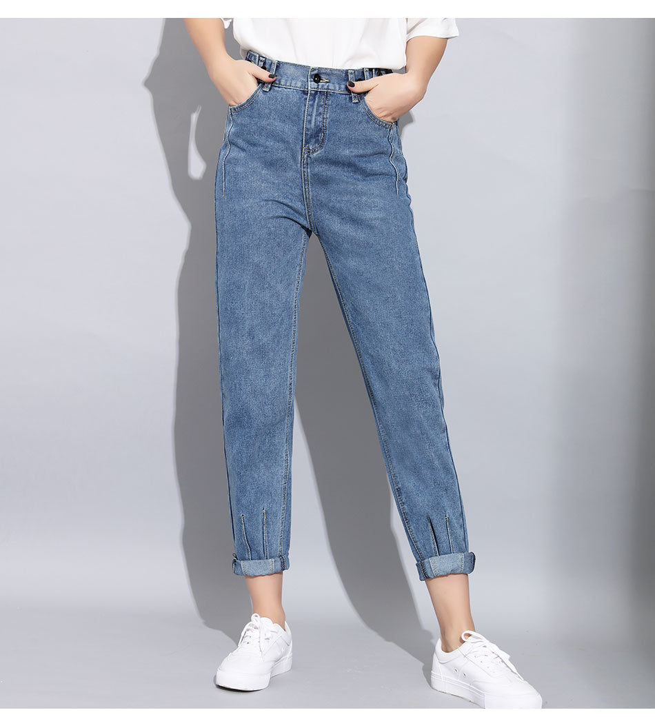 Slim Pencil Boyfriend Jeans High Street Wear Light Blue