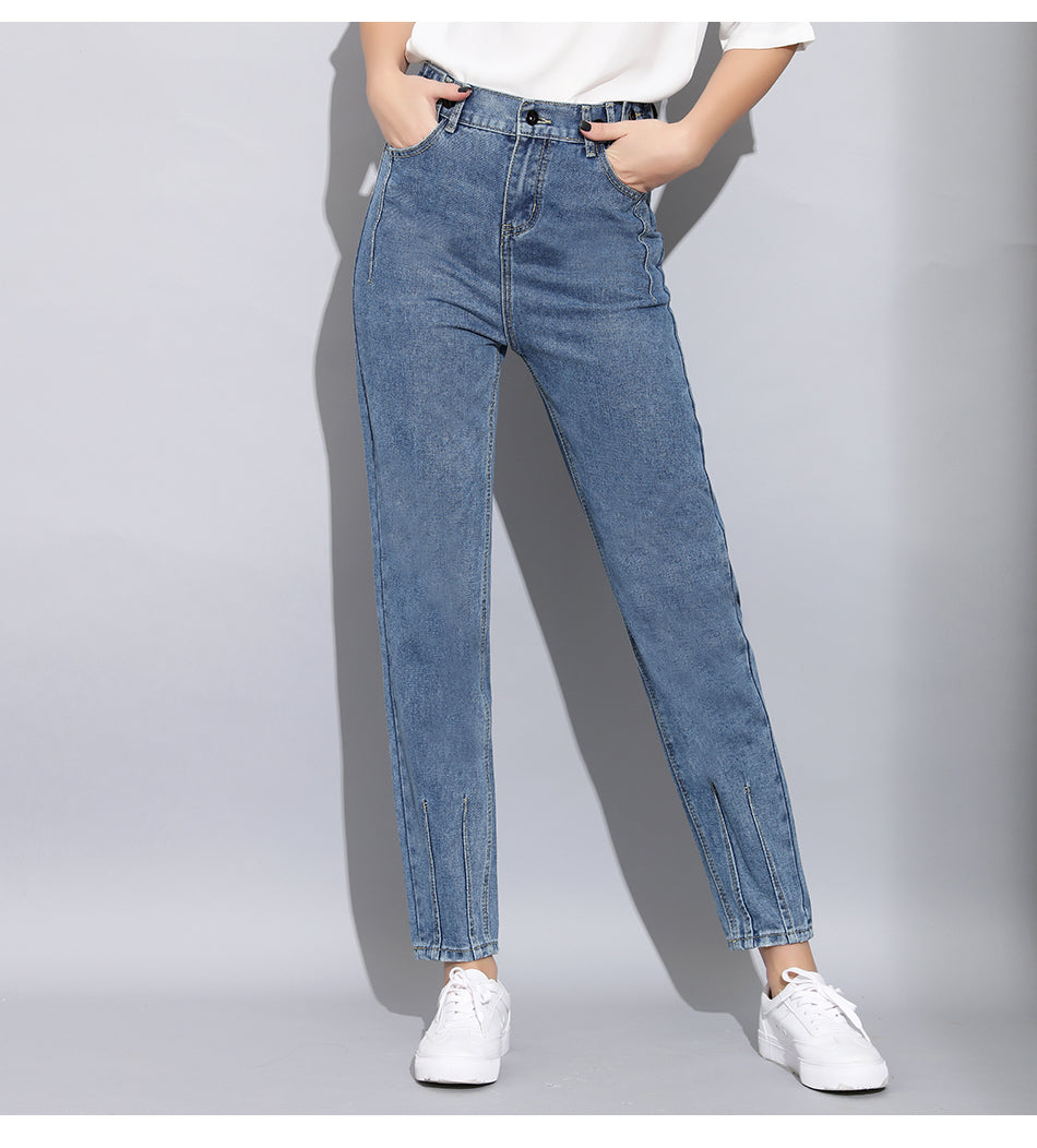Slim Pencil Boyfriend Jeans High Street Wear Light Blue