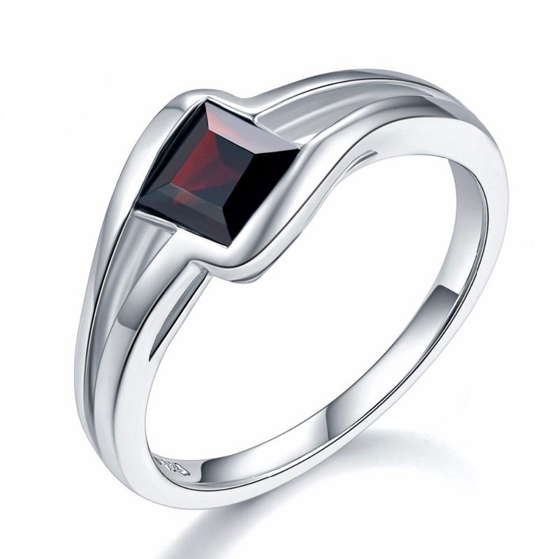 Black Garnet Solid Gemstone 925 Sterling Ring