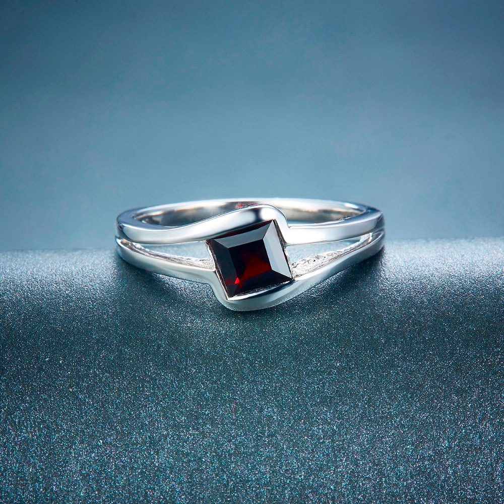 Black Garnet Solid Gemstone 925 Sterling Ring