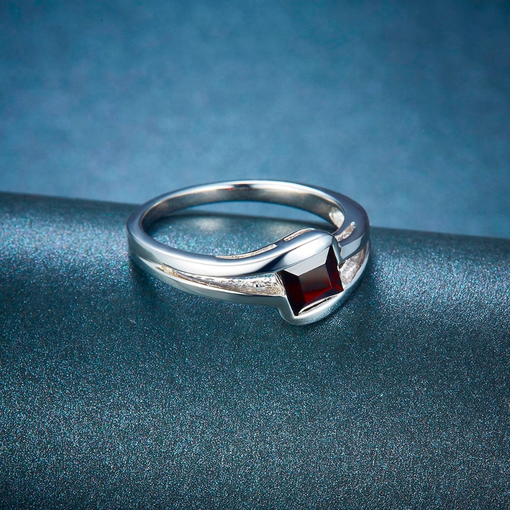 Black Garnet Solid Gemstone 925 Sterling Ring