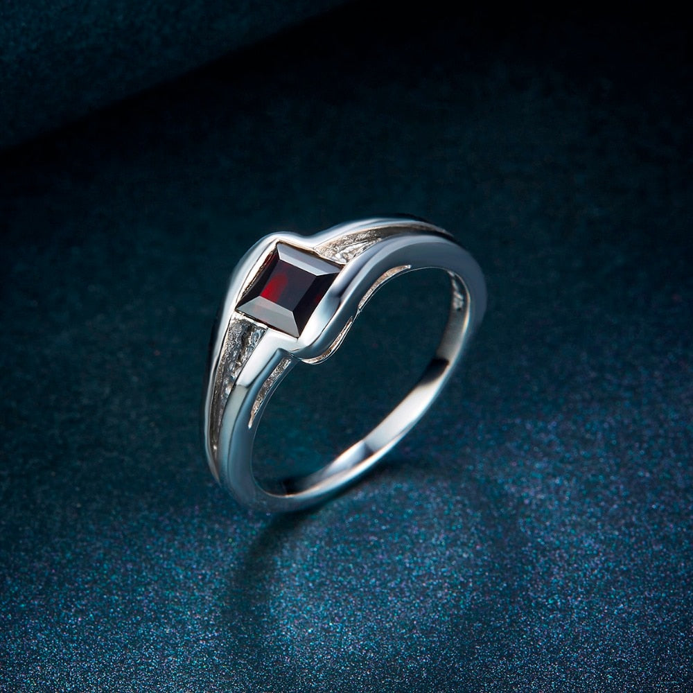Black Garnet Solid Gemstone 925 Sterling Ring