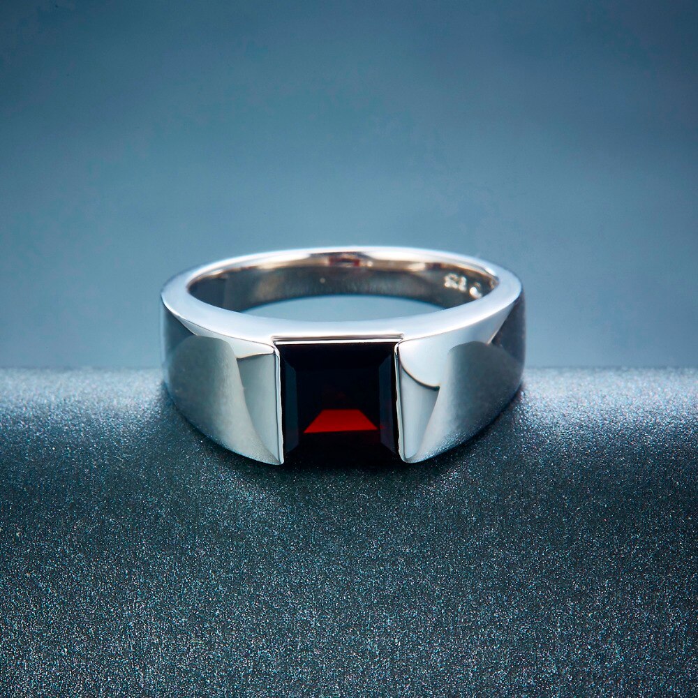 7mm 925 Sterling Silver Finest Garnet Ring
