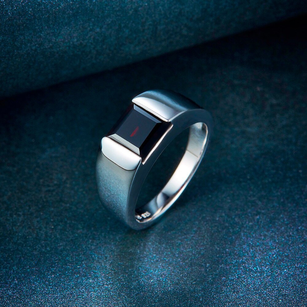 7mm 925 Sterling Silver Finest Garnet Ring