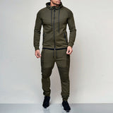 Mens Striped Two Piece Set Hoodie Autumn