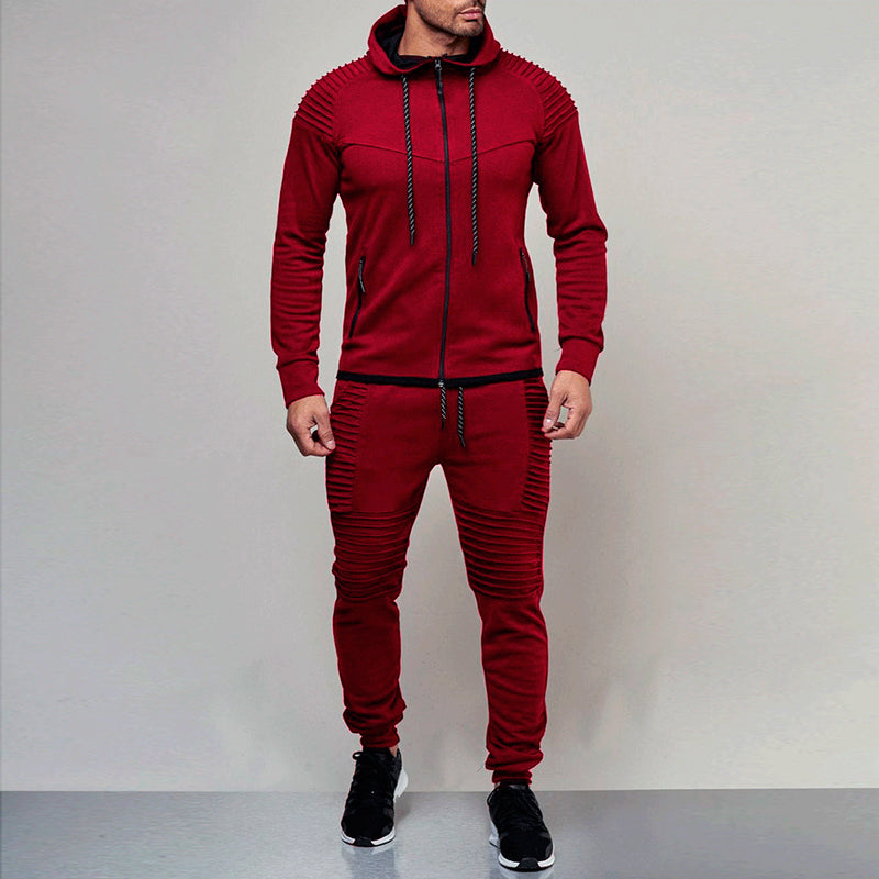 Mens Striped Two Piece Set Hoodie Autumn