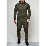 Mens Striped Two Piece Set Hoodie Autumn