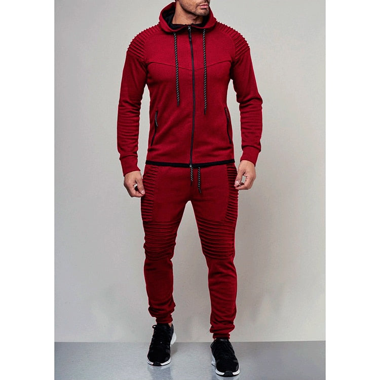 Mens Striped Two Piece Set Hoodie Autumn
