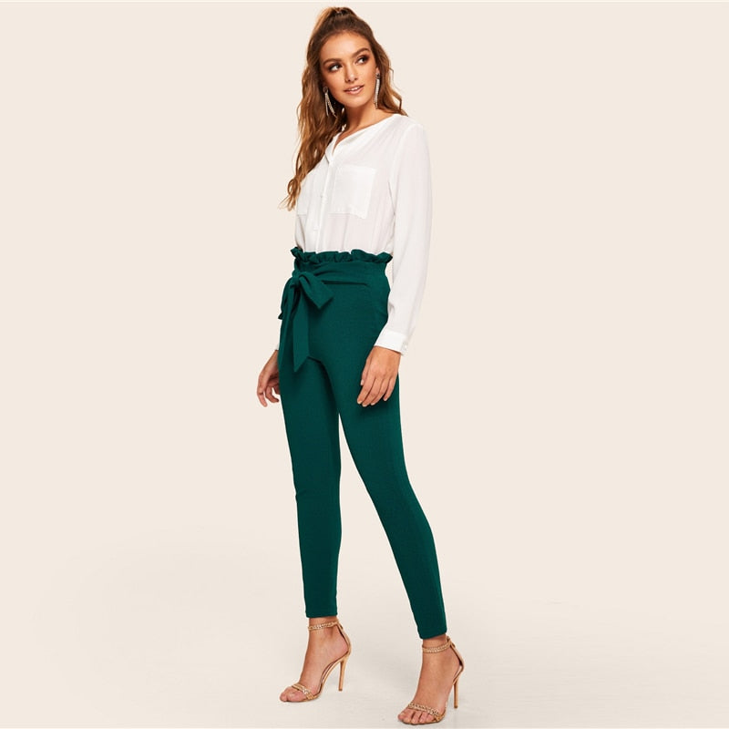 Crop High Waist Womens Elastic Waist Pants For Summer To Autumn Work Wear