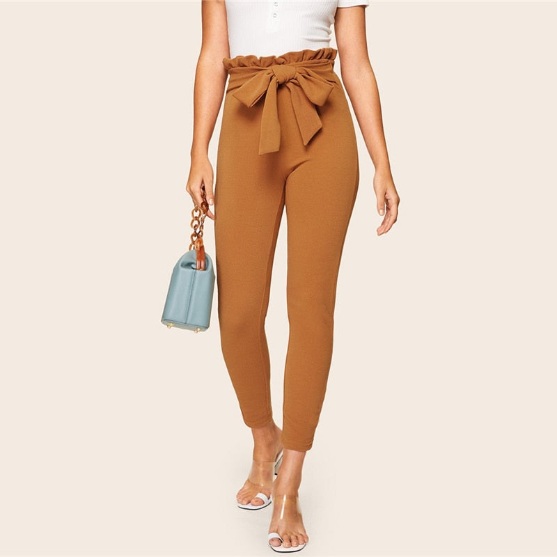 Crop High Waist Womens Elastic Waist Pants For Summer To Autumn Work Wear