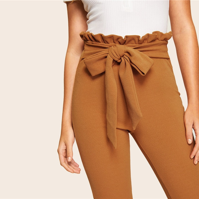 Crop High Waist Womens Elastic Waist Pants For Summer To Autumn Work Wear