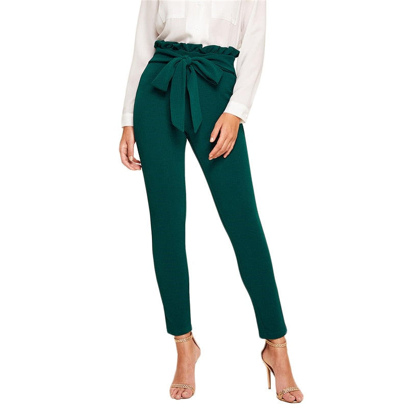 Crop High Waist Womens Elastic Waist Pants For Summer To Autumn Work Wear