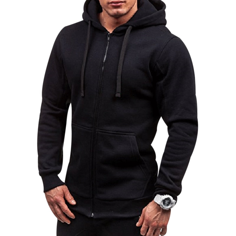 Plus Size Men Drawstring Hoodies Black