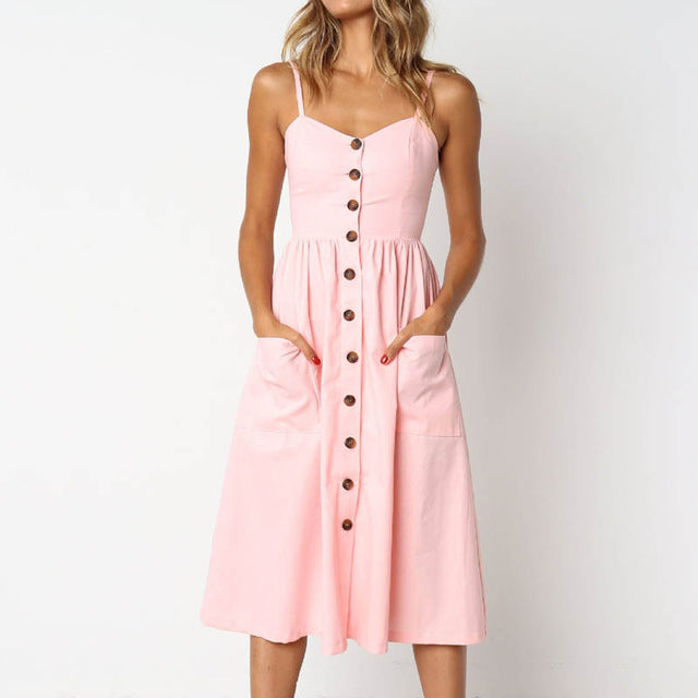 Elegant V Neck Mid Party Leopard Strap Sleeveless Sun Dress
