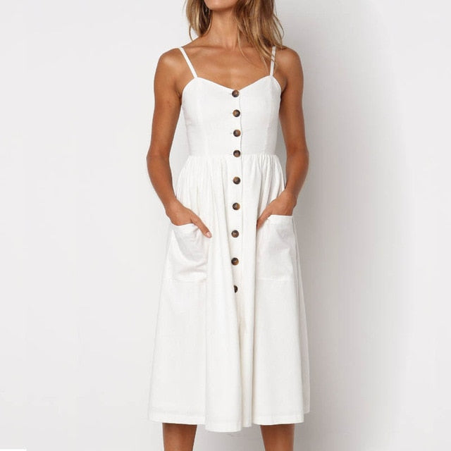 Elegant V Neck Mid Party Leopard Strap Sleeveless Sun Dress