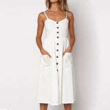 Elegant V Neck Mid Party Leopard Strap Sleeveless Sun Dress